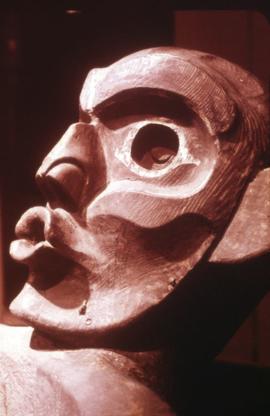 Detail of a Dzunuk'wa feast dish on display in Montréal