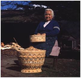 Granny Peters, Peters Reserve, Sea Bird Island, Hope BC, with baskets