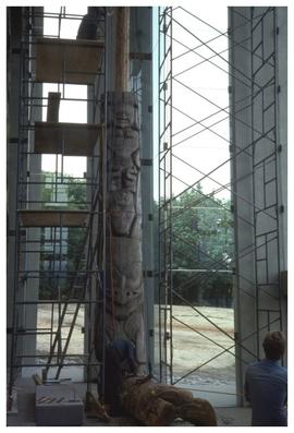 Totem pole installation, Museum of Anthropology