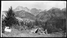 View of camp in the mountains