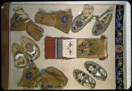 Beadwork moccasins, pouches, and gloves