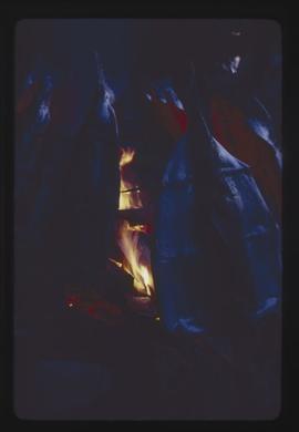 Closeup of salmon on the fire