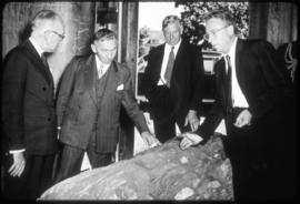 Vincent Massey being shown a totem pole