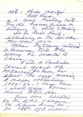 Handwritten note about Anthony Island slides