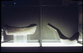 Bentwood dish and spoon on display