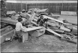 Children playing at the Turnbull & Gail construction yard in Richmond (contractors for buildi...