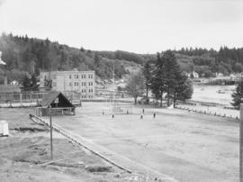 School, soccer field and harbour
