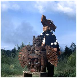 Jimmie John (92 yrs), Cecilia John (83 yrs), Last of Jimmie's carvings