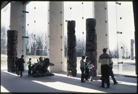 Totem poles on display in the Museum of Anthropology