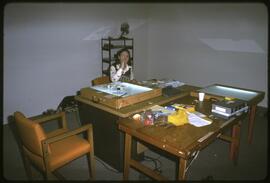 Researcher studying in office
