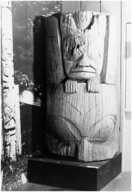 Piece of totem pole in museum (?)