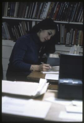 Rosalind Wong working on Asian catalogue March 1973