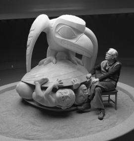 Bill Reid with Raven in MOA Rotunda