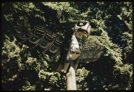 Kwakiutl, top of eagle crest pole, Totem Park, UBC, Vancouver