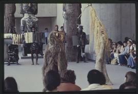 Performers dressed as animals in the Great Hall