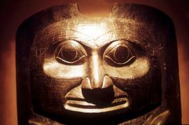 Detail of a house post figure in Montréal