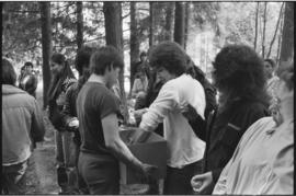 Crew and log at the old UBC carving shed