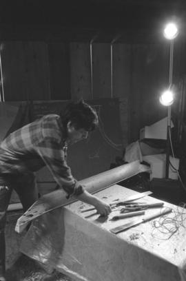 [Norman Tait finishing preparations for first steam]