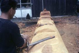 Carving a totem pole