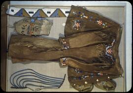 Beadwork jacket, moccasins, belt, and pouch