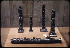 Argillite items on display in Montréal