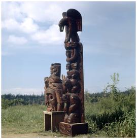 Jimmie John (92 yrs), Cecilia John (83 yrs), Last of Jimmie's carvings