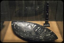 Argillite items on display in Montréal