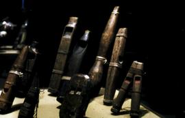 Whistles on display in Montréal