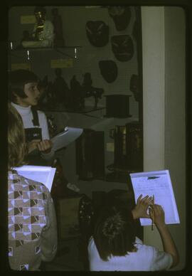 Children viewing items in visible storage