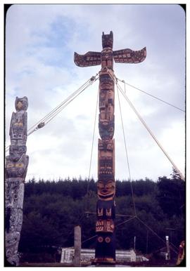 From all over the place, raising totem in Alert Bay