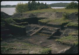K'nu Canoe Point Venn Passage, P. Rupert Harbor, Archeological site looking south, note floor, Ma...