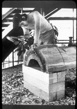 Robert Davidson carving in Montréal