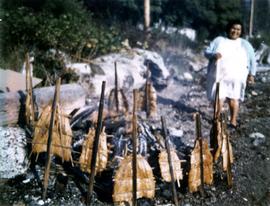 Peggy Swabeck(?) [and salmon barbecue]