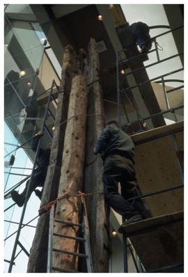 Totem pole installation, Museum of Anthropology