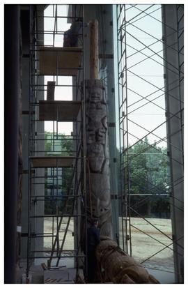 Totem pole installation, Museum of Anthropology