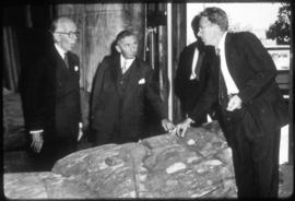 Vincent Massey being shown a totem pole