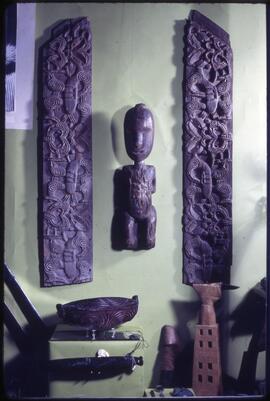 Maori house posts and figure
