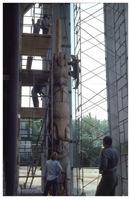 Totem pole installation, Museum of Anthropology